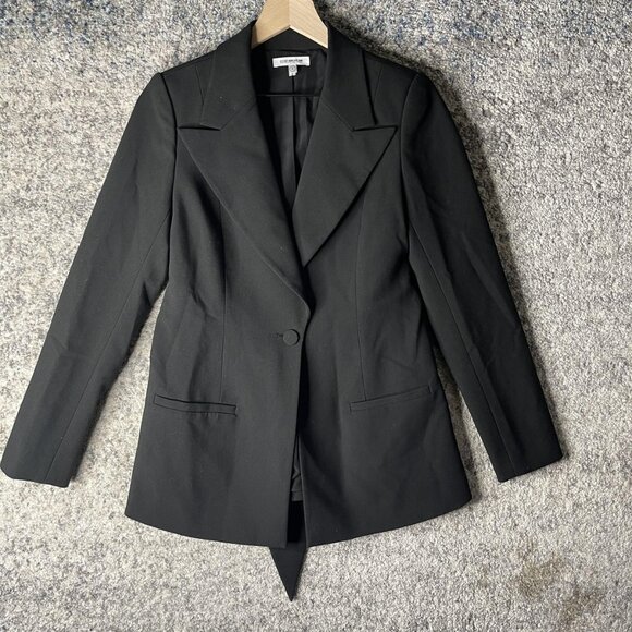 Good American Blazer Womens Medium Black Tie Waist Single Button Notch Lapel - Picture 1 of 6